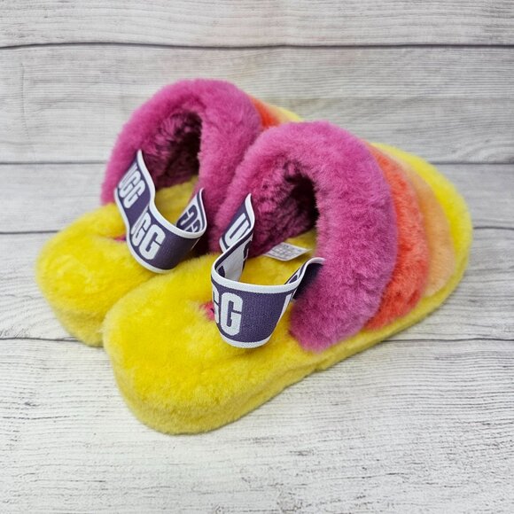 NEW! UGG PRIDE RAINBOW FLUFF YEAH SLIDE SLIPPER WOMEN'S SIZE 8 - Picture 6 of 11
